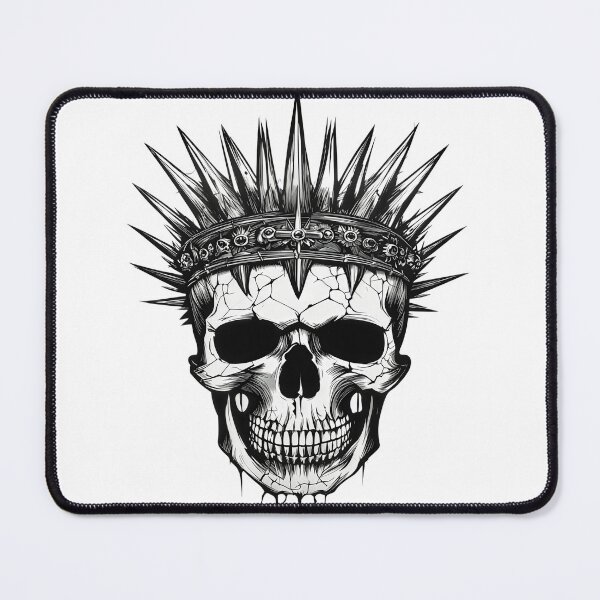 Item preview, Crowned Skull with Spiked Royal Crown – Gothic Monochrome Vector Illustration designed and sold by Artisan Finds Online.