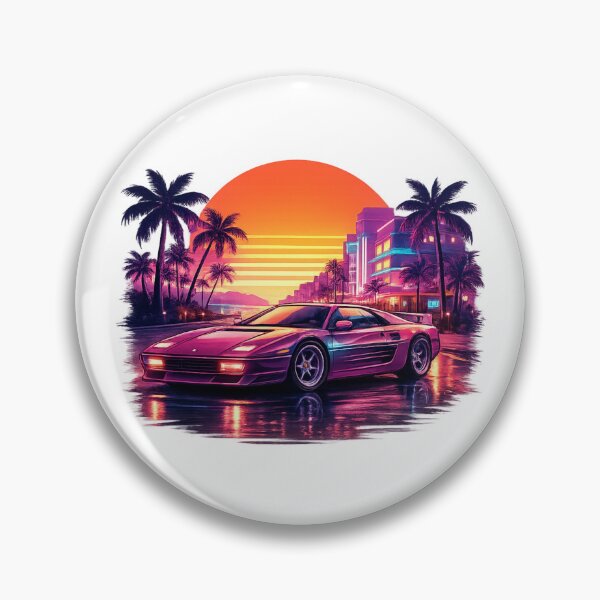 Item preview, Retro 80s Neon Sports Car Sunset | Synthwave Miami Palm Trees Vaporwave T-Shirt Design GTA VI designed and sold by Evv_u.