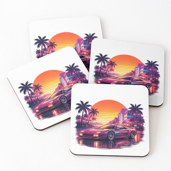 Item preview, Retro 80s Neon Sports Car Sunset | Synthwave Miami Palm Trees Vaporwave T-Shirt Design GTA VI designed and sold by Evv_u.