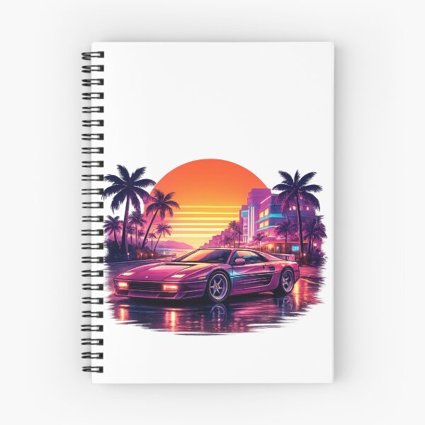 Item preview, Retro 80s Neon Sports Car Sunset | Synthwave Miami Palm Trees Vaporwave T-Shirt Design GTA VI designed and sold by Evv_u.