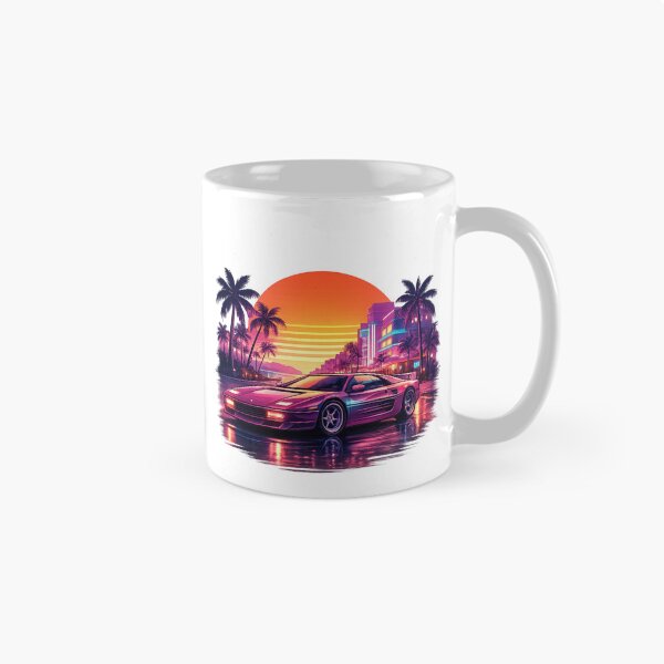 Item preview, Retro 80s Neon Sports Car Sunset | Synthwave Miami Palm Trees Vaporwave T-Shirt Design GTA VI designed and sold by Evv_u.