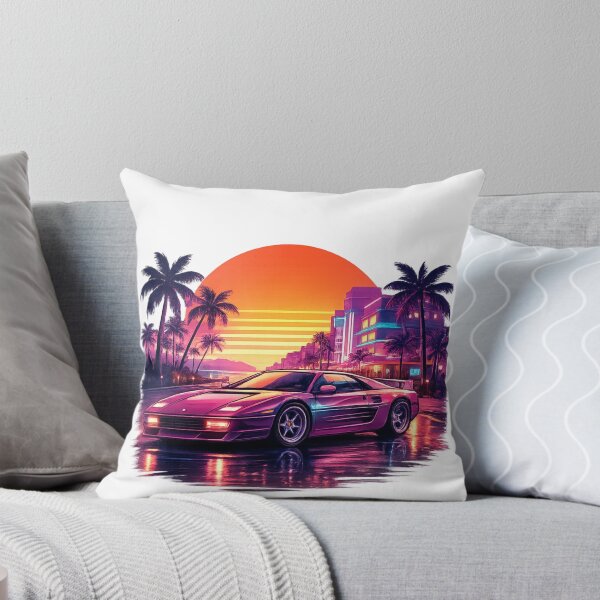 Item preview, Retro 80s Neon Sports Car Sunset | Synthwave Miami Palm Trees Vaporwave T-Shirt Design GTA VI designed and sold by Evv_u.