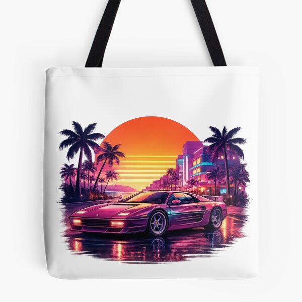 Item preview, Retro 80s Neon Sports Car Sunset | Synthwave Miami Palm Trees Vaporwave T-Shirt Design GTA VI designed and sold by Evv_u.