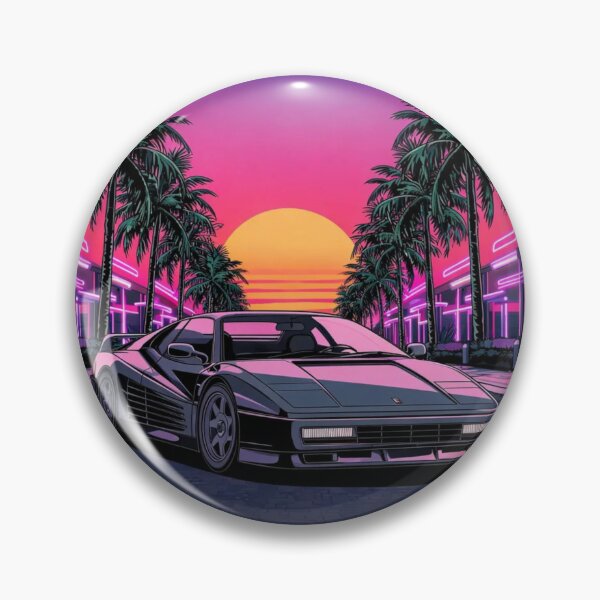 Item preview, Retro 80s Neon Sports Car Sunset | Synthwave Miami Palm Trees Vaporwave T-Shirt Design GTA VI designed and sold by Evv_u.