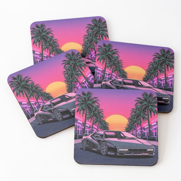 Item preview, Retro 80s Neon Sports Car Sunset | Synthwave Miami Palm Trees Vaporwave T-Shirt Design GTA VI designed and sold by Evv_u.