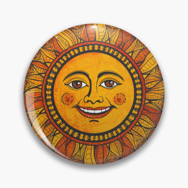 Item preview, Boho Sun Face | Celestial Folk Art Mandala Illustration designed and sold by Omtatsat.