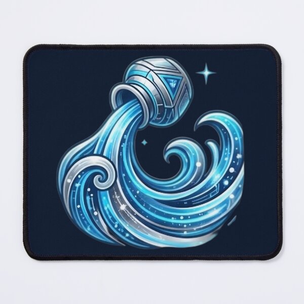 Item preview, Aquarius Daily Horoscope Water Bearer | Minimalist Zodiac Astrology Design | Cosmic Blue Wave | Aquarius Gift | Celestial Horoscope Art designed and sold by Bhaskar Digital Art.