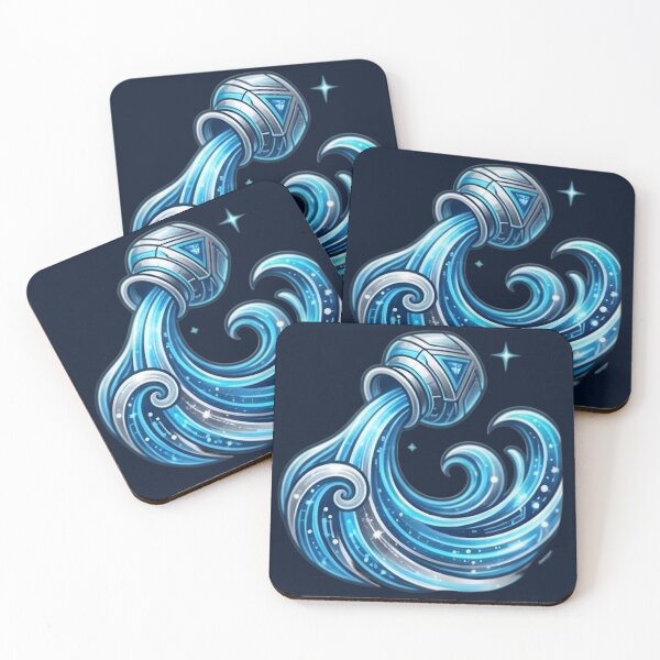 Item preview, Aquarius Daily Horoscope Water Bearer | Minimalist Zodiac Astrology Design | Cosmic Blue Wave | Aquarius Gift | Celestial Horoscope Art designed and sold by Bhaskar Digital Art.