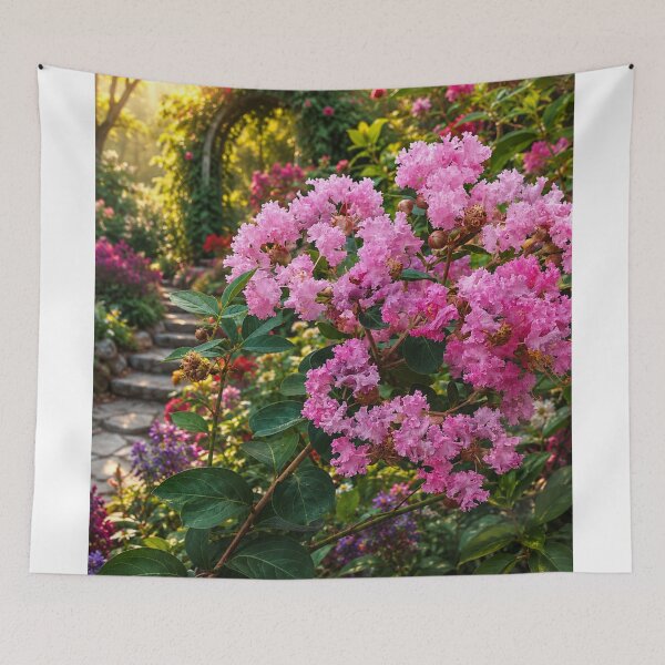 Item preview, Sunlit Garden with Pink Blooms designed and sold by SheFriendly143.