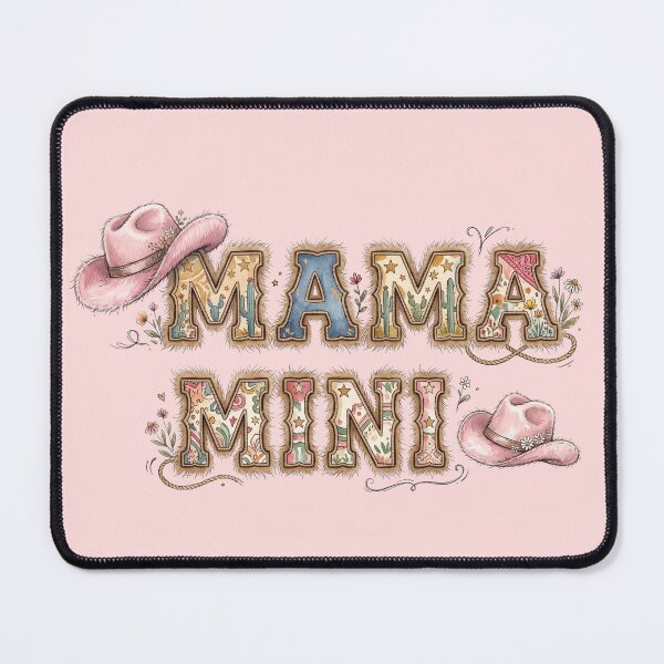 Item preview, Retro Western Fluffy Mama Mini Cowgirl Pink Cowboy Hat designed and sold by BreezifyDesignStudio.