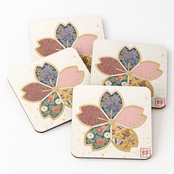 Item preview, Kizuna — Japanese Cherry Blossom Crest Art Print | Peony & Treasure Kamon Pattern designed and sold by KimonoKotoba.