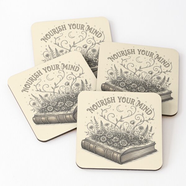 Item preview, Nourish Your Mind – Whimsical Book and Flowers Artwork designed and sold by Dogandesighn.