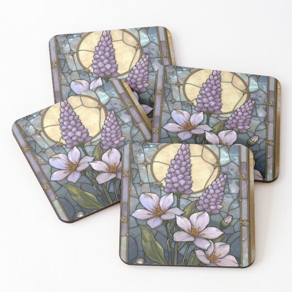 Item preview, Elegant Pearl Lavender Floral Stained Glass designed and sold by BriSher.