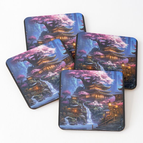 Item preview, Enchanting Japanese Pagoda with Cherry Blossoms designed and sold by Safwat-Aziz1.