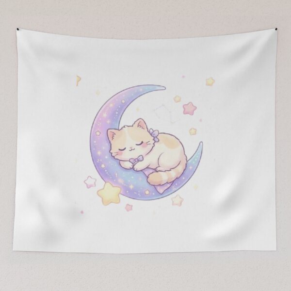 Item preview, Cute Moon Cats Floral Dream designed and sold by MonaDesignLab.