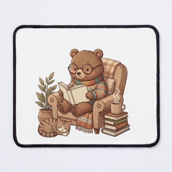 Item preview, Cozy Reading Bear and Sleeping Cat designed and sold by abdelski.