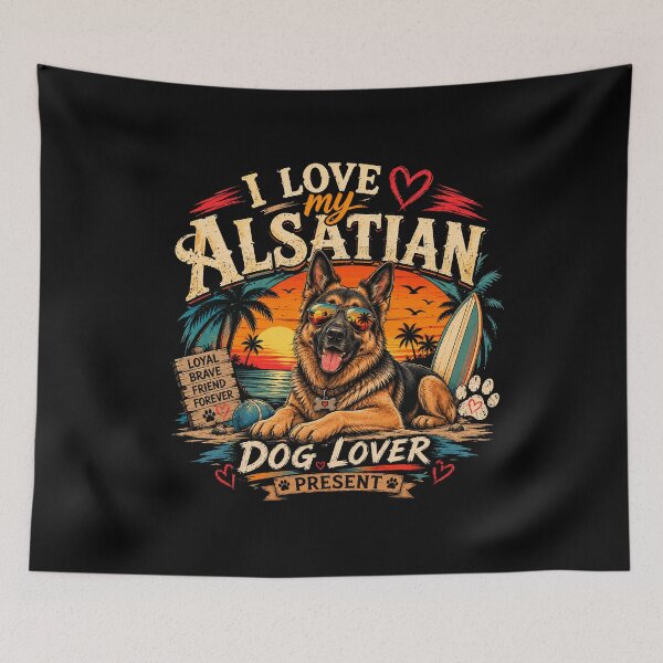 Item preview, I Love My Alsatian Dog Lover Design – Cute German Shepherd Gift T-Shirt & Sticker designed and sold by Artimax-Studio.