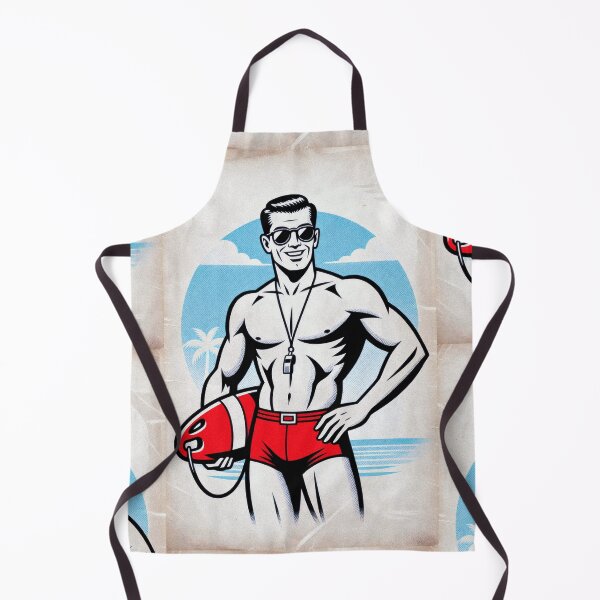 Item preview, Vintage Comic Style Muscular Lifeguard Beach Poster designed and sold by ZhivanCrimson.