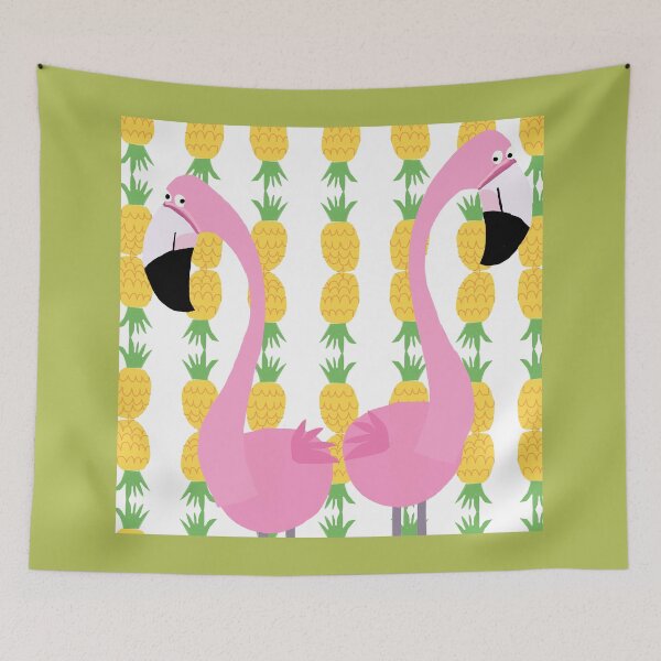 Item preview, Flamingo And Pineapple Cute Illustration By Artist Carla Daly designed and sold by Carla Daly.
