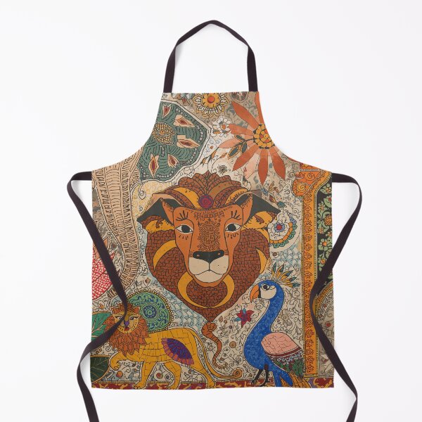 Item preview, Madhubani Folk Art Collage | Elephant, Lion & Peacock Garden designed and sold by Omtatsat.