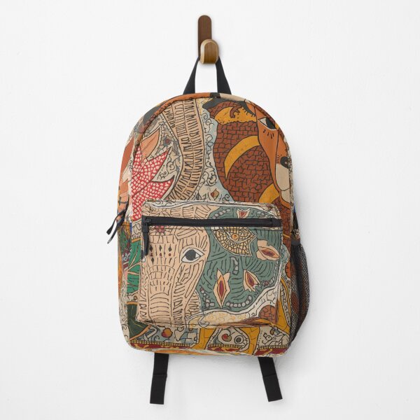 Item preview, Madhubani Folk Art Collage | Elephant, Lion & Peacock Garden designed and sold by Omtatsat.