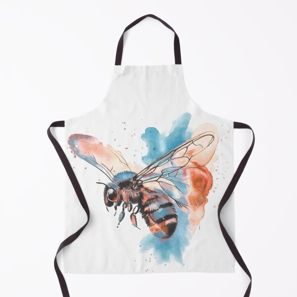 Item preview, Watercolour Bee Art Print — Blue and Terracotta Bumblebee Painting designed and sold by calamarisky.