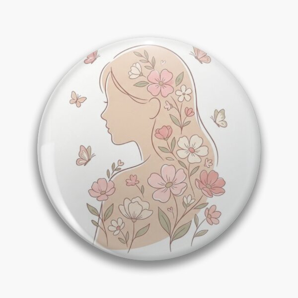 Item preview, Pink Butterfly Girl Floral Portrait designed and sold by MonaDesignLab.