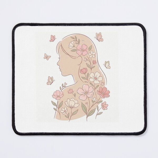 Item preview, Pink Butterfly Girl Floral Portrait designed and sold by MonaDesignLab.