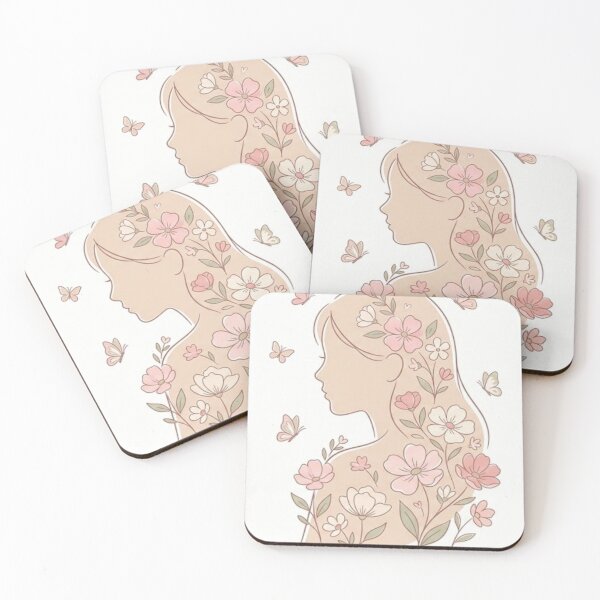 Item preview, Pink Butterfly Girl Floral Portrait designed and sold by MonaDesignLab.