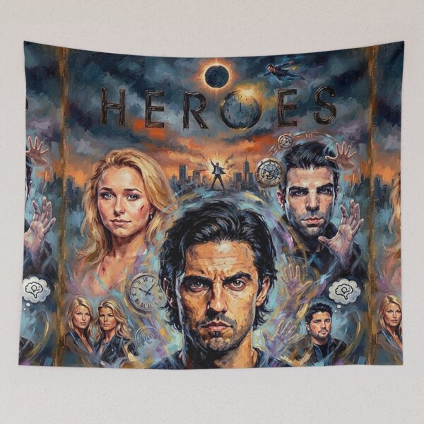 Item preview, Heroes Retro Sci-Fi Supernatural Drama Collage Tribute Art Poster designed and sold by Art's Diner.