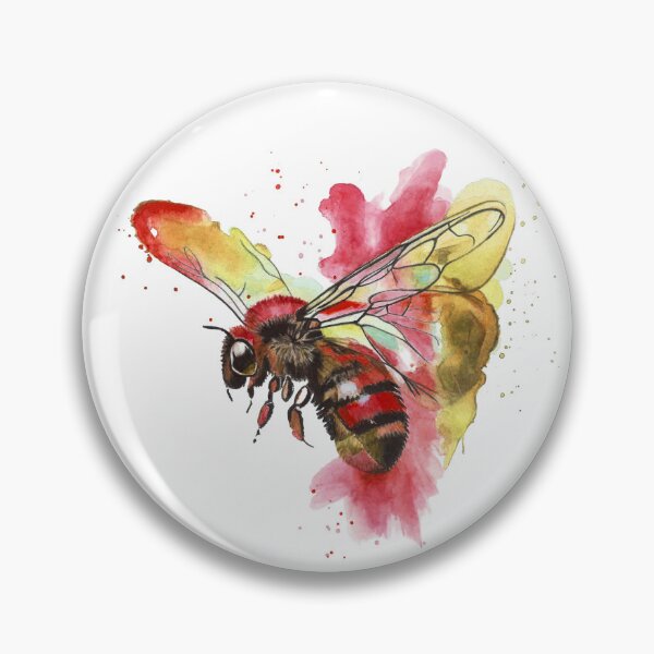 Item preview, Colourful Bee Watercolour Painting — Red and Yellow Bumblebee Painting  designed and sold by calamarisky.