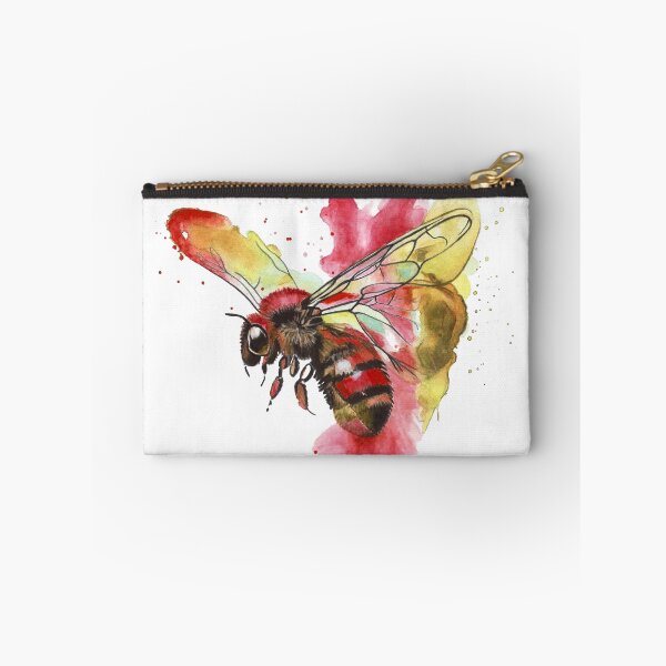 Item preview, Colourful Bee Watercolour Painting — Red and Yellow Bumblebee Painting  designed and sold by calamarisky.