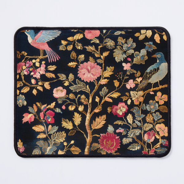 Item preview, Antique Chinese Velvet Silk Floral Blue Birds Carpet designed and sold by GrinGalore.