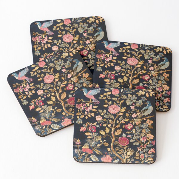 Item preview, Antique Chinese Velvet Silk Floral Blue Birds Carpet designed and sold by GrinGalore.