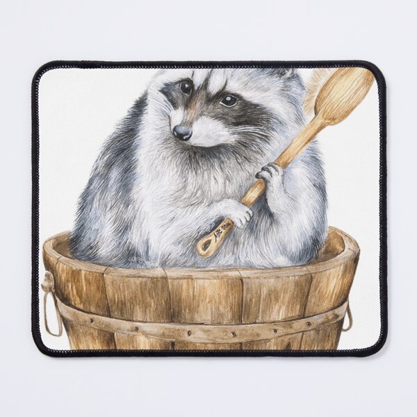 Item preview, Cute Watercolor Raccoon in Wooden Bath Tub Illustration designed and sold by JossDesign15.