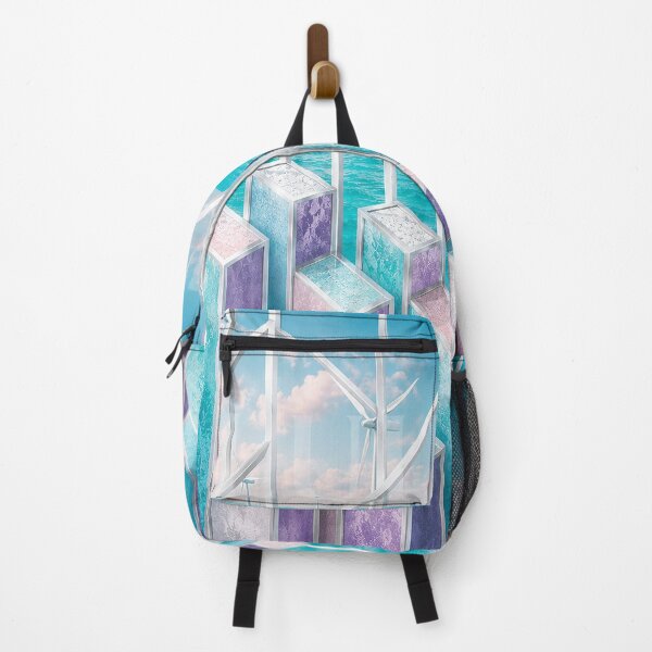 Item preview, Abstract Pillars & Windmills – Pastel Ocean Geometry designed and sold by LuluLeb.