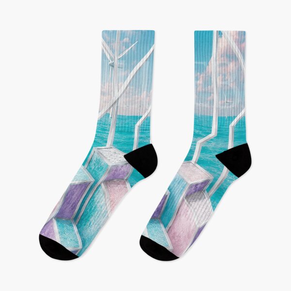 Item preview, Abstract Pillars & Windmills – Pastel Ocean Geometry designed and sold by LuluLeb.