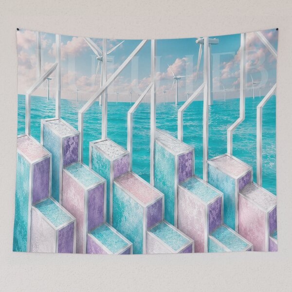 Item preview, Abstract Pillars & Windmills – Pastel Ocean Geometry designed and sold by LuluLeb.