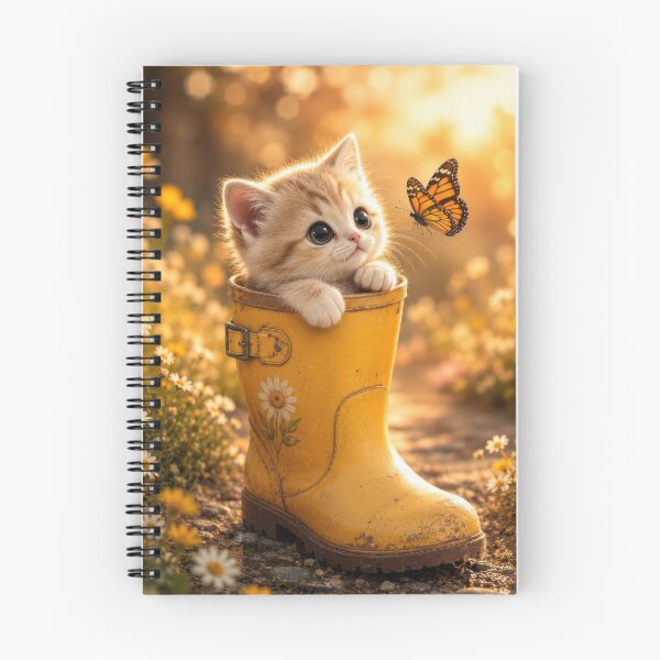 Item preview, Whimsical Kitten in Yellow Rain Boot with Butterfly Autumn Art designed and sold by dreamybyana.