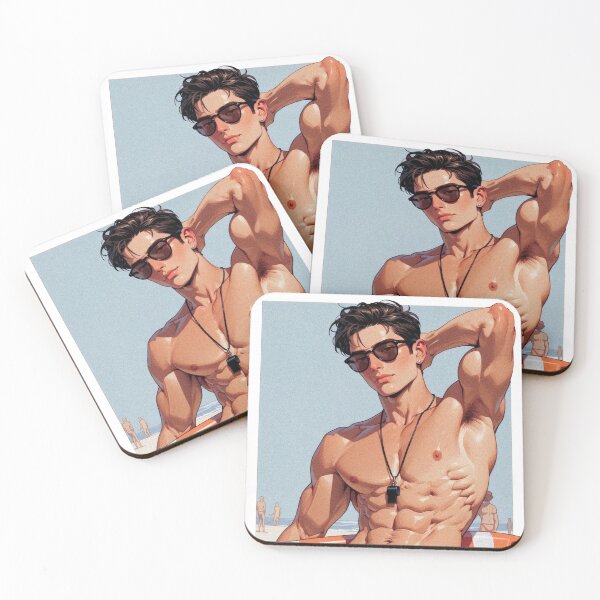 Item preview, Anime Style Muscular Lifeguard Beach Boy Art designed and sold by ZhivanCrimson.