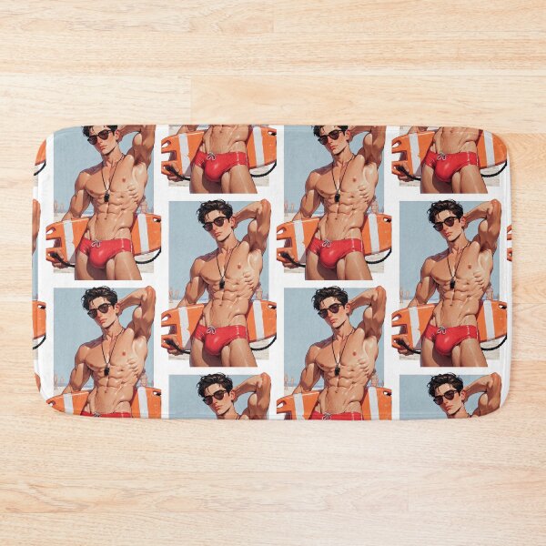 Item preview, Anime Style Muscular Lifeguard Beach Boy Art designed and sold by ZhivanCrimson.