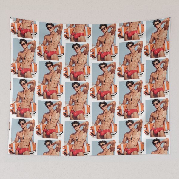 Item preview, Anime Style Muscular Lifeguard Beach Boy Art designed and sold by ZhivanCrimson.