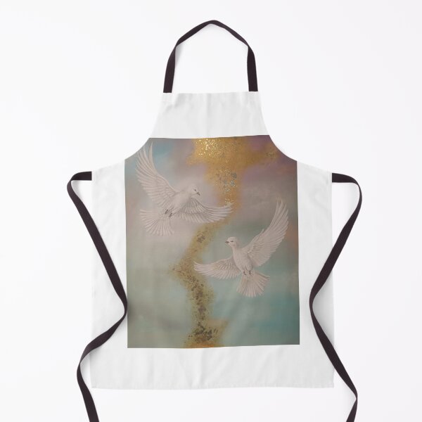 Item preview, White Doves of Hope with Gold Textures Painting designed and sold by DreamyBrushArt.