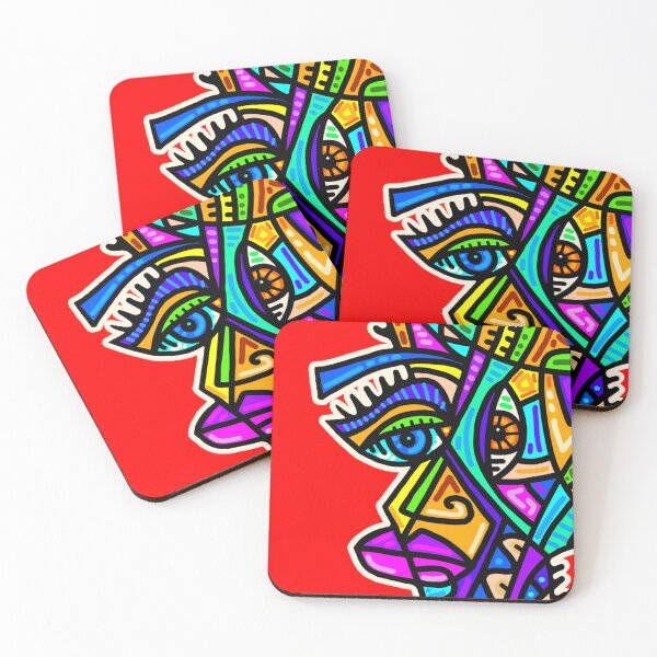 Item preview, Crimson Gaze – Colorful Cubist Portrait designed and sold by kaktoto.