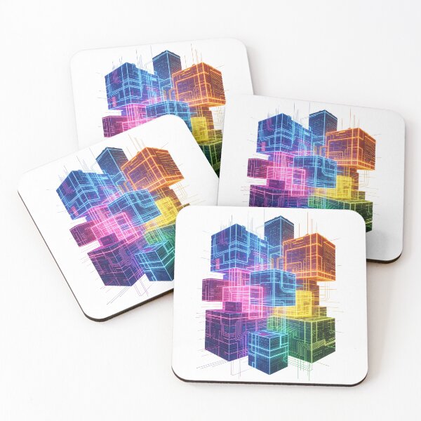 Item preview, Neon Cityscape Collage – Futuristic Grid Tee designed and sold by Artify24.