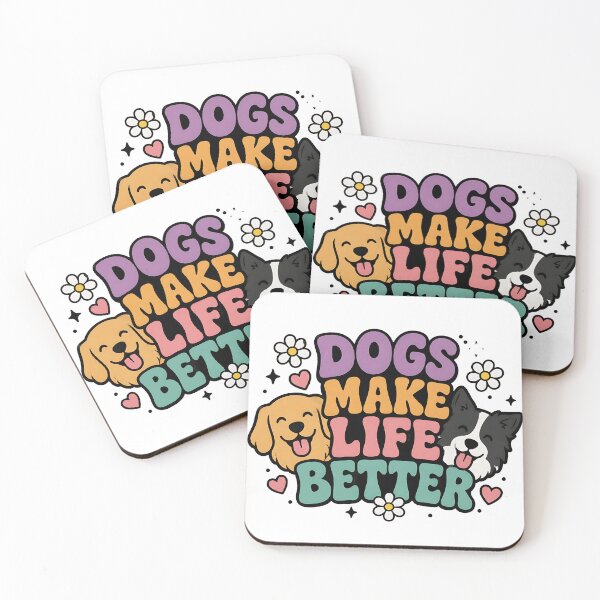 Item preview, Retro Dogs Make Life Better Cute Golden Retriever Border Collie  designed and sold by Jaideep Walia.