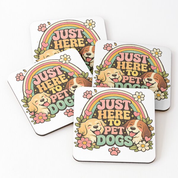 Item preview, Retro Just Here To Pet Dogs Rainbow Vintage Flower Power designed and sold by Jaideep Walia.