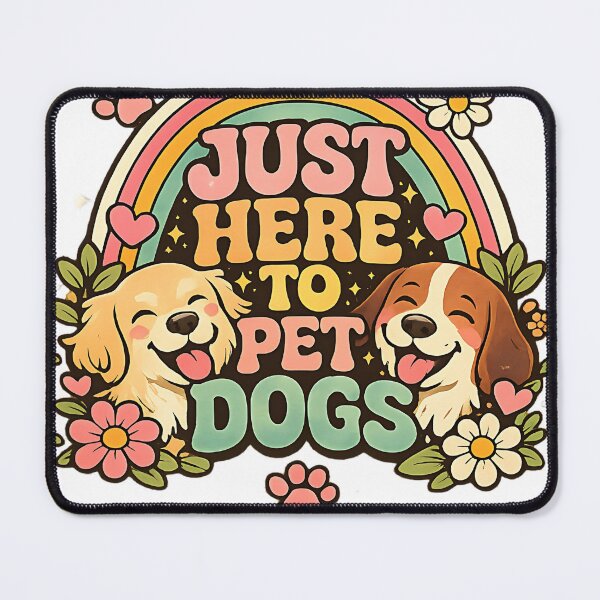 Item preview, Retro Just Here To Pet Dogs Rainbow Vintage Flower Power designed and sold by Jaideep Walia.