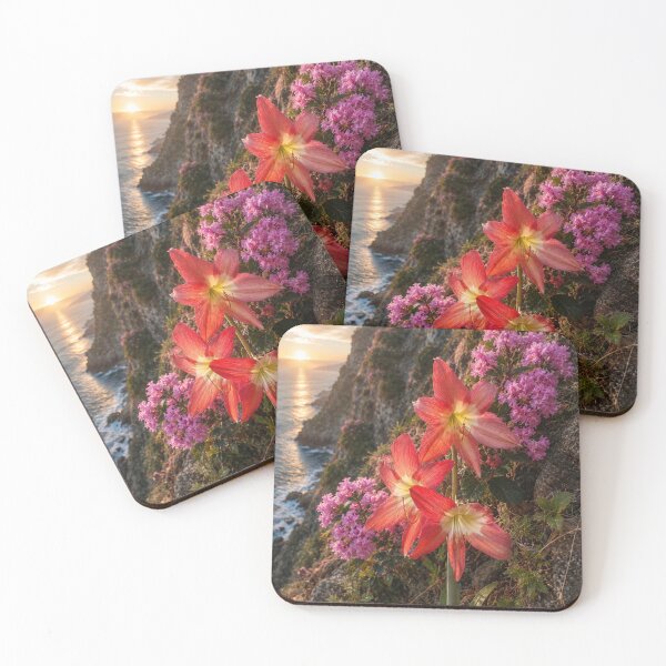 Item preview, Golden Hour Blooms on Coastal Cliffs designed and sold by SheFriendly143.