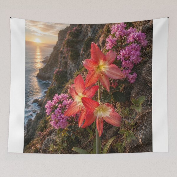 Item preview, Golden Hour Blooms on Coastal Cliffs designed and sold by SheFriendly143.